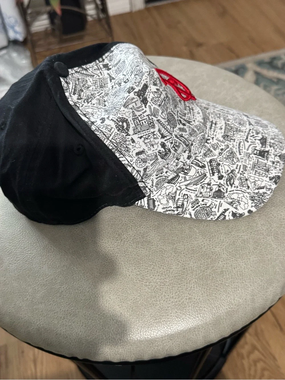 Disney Kids Black & White Cap with Red 'D' Logo